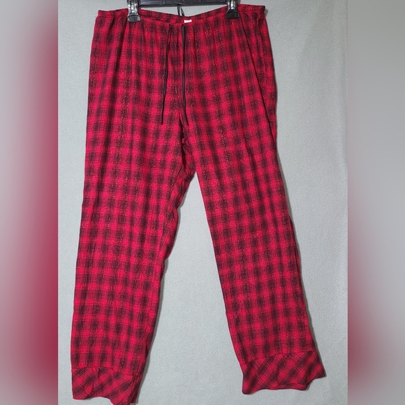 VICTORIA'S SECRET Women's Red Plaid Pajama Pants Drawstring Waist - Size XL - Picture 1 of 7
